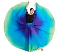 Mujer Ropa de Baile Lírico Estilo Falda Larga de Vuelo Swing Clásico y Moderno Falda Multicolor de Práctica de Danza para Bailes de salón y Festivales con Pantalones Cortos ZiJBazul M