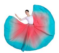 Mujer Ropa de Baile Lírico Estilo Falda Larga de Vuelo Swing Clásico y Moderno Falda Multicolor de Práctica de Danza para Bailes de salón y Festivales con Pantalones Cortos RoseJBGris M