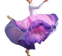 Mujer Ropa de Baile Lírico Estilo Falda Larga de Vuelo Swing Clásico y Moderno Falda Multicolor de Práctica de Danza para Bailes de salón y Festivales con Pantalones Cortos PinkJB M