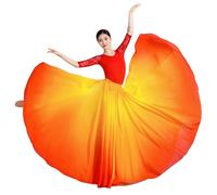 Mujer Ropa de Baile Lírico Estilo Falda Larga de Vuelo Swing Clásico y Moderno Falda Multicolor de Práctica de Danza para Bailes de salón y Festivales con Pantalones Cortos Amarillo Rojo L