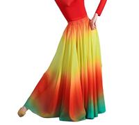 Mujer Ropa de Baile Lírico Estilo Falda Larga de Vuelo Swing Clásico y Moderno Falda Multicolor de Práctica de Danza para Bailes de salón y Festivales con Pantalones Cortos YRojojblv M