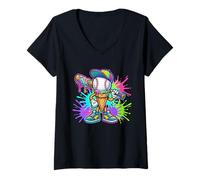 Mujer Ropa de béisbol para niños, Helado, Goteo, Cosas de béisbol Camiseta Cuello V