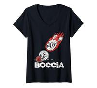 Mujer Ropa de Jugador de Petanca con Bocas Boccia Camiseta Cuello V