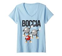 Mujer Ropa de Jugador de Petanca con Bocas de Dabbing Boccia Camiseta Cuello V