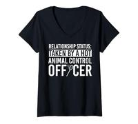 Mujer Ropa de Oficial de Control de Animales | Diseño de Oficiales Divertidos Camiseta Cuello V