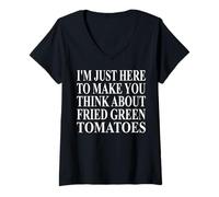 Mujer Ropa de Tomate Verde Frito | Diseño Divertido para Amantes de los Tomates Camiseta Cuello V