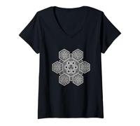 Mujer Ropa de Yoga con Experiencia de evolución Fractal para meditación Espiritual Camiseta Cuello V
