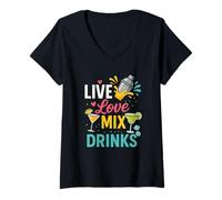 Mujer Ropa divertida para fiestas de verano, Love Mix, Drinking Life Camiseta Cuello V