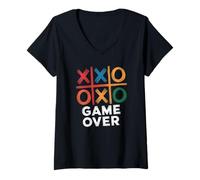 Mujer Ropa Divertida Tic TAC Toe Game XO Board Game Graphic Apparel Camiseta Cuello V
