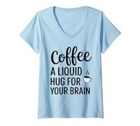 Mujer Ropa Energy Boost de los Amantes del café: un Abrazo para tu Cerebro Camiseta Cuello V