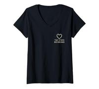 Mujer Ropa Familiar Tiny Steps Big Dreams con diseño de Huella en Forma de corazón para niños Camiseta Cuello V