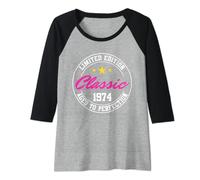 Mujer Rosa Clásico Nacido 1974 Birthday Present Limited Mujeres Camiseta Manga Raglan