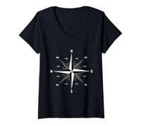 Mujer Rosa DE LOS Vientos NÁUTICA, #LeoPepeDesign, Camiseta Cuello V