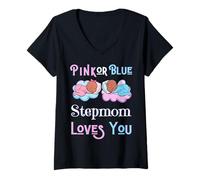 Mujer Rosa O Azul Paso Mamá Te Ama Baby Shower Género Reveal Ma Camiseta Cuello V