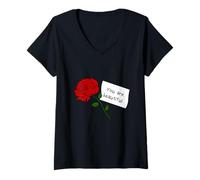Mujer Rosa roja con cita Eres hermosa Hombres Mujeres Adolescentes Camiseta Cuello V
