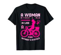 Mujer Rosa sin Hombre como pez Bicicleta Feminista Chica Poder Camiseta