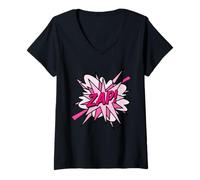 Mujer Rosa Zap Comic Pop Art Moderno Divertido Diseño Retro Camiseta Cuello V