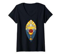 Mujer Rosacruz Sello del Grial Rose Cross Camiseta Cuello V