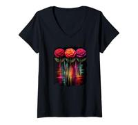 Mujer Rose Flowers - Floral Art Camiseta Cuello V