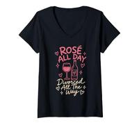 Mujer Rose Todo el Día Divorciado Todo el Camino Vino Camiseta Cuello V