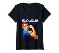 Mujer Rosie The Riveter, Feminista Rosey Rosy para Mujer Camiseta Cuello V