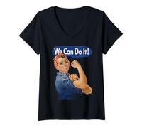 Mujer Rosie The Riveter We Can Do It Feminista Retro Camiseta Cuello V