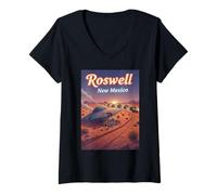 Mujer Roswell New Mexico OVNI Crash in The Desert Alien Souvenir Camiseta Cuello V