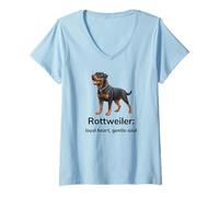 Mujer Rottweiler Camiseta Rottweiler Perro Corazón Leal Alma Gentil Camiseta Cuello V