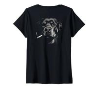 Mujer Rottweiler Cigarrillo Fumar Grunge Vintage Meme 90s Back Camiseta Cuello V