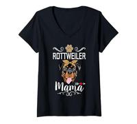 Mujer Rottweiler Mama Dog Lover Puppy Dog Mom Funny Mothers Day Camiseta Cuello V