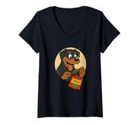 Mujer Rottweiler Treats Rolling al estilo vintage de dibujos animados Camiseta Cuello V