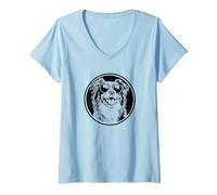 Mujer Round Black Logo Blue Merle Australian Shepherd Lover Camiseta Cuello V