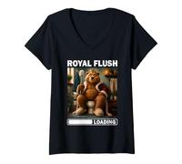 Mujer Royal Flush Loading Oso Humor del baño Inodoro Papá Camiseta Cuello V