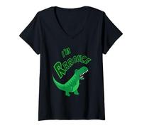 Mujer Royce I'm Rrroyce Lindo T-Rex Dino Roar Nombre para Niños Camiseta Cuello V
