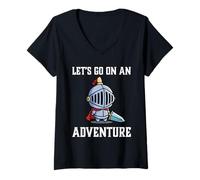 Mujer RPG Gamer Let's Go On An Adventure Knight Jugador Juego Camiseta Cuello V
