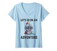 Mujer RPG Gamer Let's Go On An Adventure Knight Jugador Juego Camiseta Cuello V