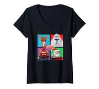 Mujer Rudolph and Friends Pop Art Portraits Retro Christmas Camiseta Cuello V