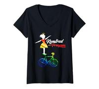 Mujer Rueda Artificial - Princesa - I Love Ciclismo Artificial - Arco Iris Camiseta Cuello V