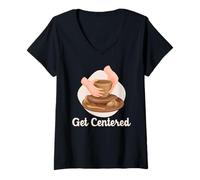 Mujer Rueda de cerámica centrada en el Ambiente del Humor del Estudio de Artista de cerámica Camiseta Cuello V