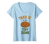 Mujer Rugby Attitude - pelota rugby zona de ensayo humor deportivo Camiseta Cuello V