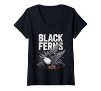 Mujer Rugby de Nueva Zelanda para Mujer Black Ferns Hombres Camiseta Cuello V
