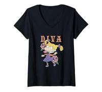 Mujer Rugrats Angelica Diva Roses Bold Retro Look Camiseta Cuello V