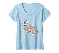 Mujer Rugrats Chuckie Soccer Futbol Camiseta Cuello V