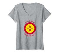 Mujer Ruidoso New Mexico NM Flag Zia - Recuerdo de Vacaciones Camiseta Cuello V