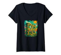 Mujer Ruinas psicodélicas - Renacimiento de Templo Antiguo Camiseta Cuello V