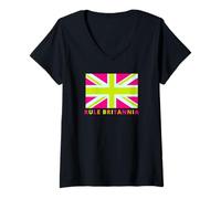 Mujer Rule Britannia - Bandera de Reino Unido, diseño patriótico británico Camiseta Cuello V