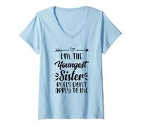 Mujer Rules Don't Apply To Me Youngest Sister 3 Sisters Matching Camiseta Cuello V