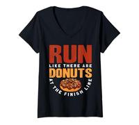 Mujer Run Like There Are Donuts At The Finish Line Camiseta Cuello V