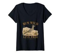 Mujer Run Wild Live Free Nuevo México Camiseta Cuello V