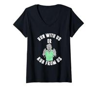Mujer Run with us or Run from us us or Run from us Camiseta Cuello V